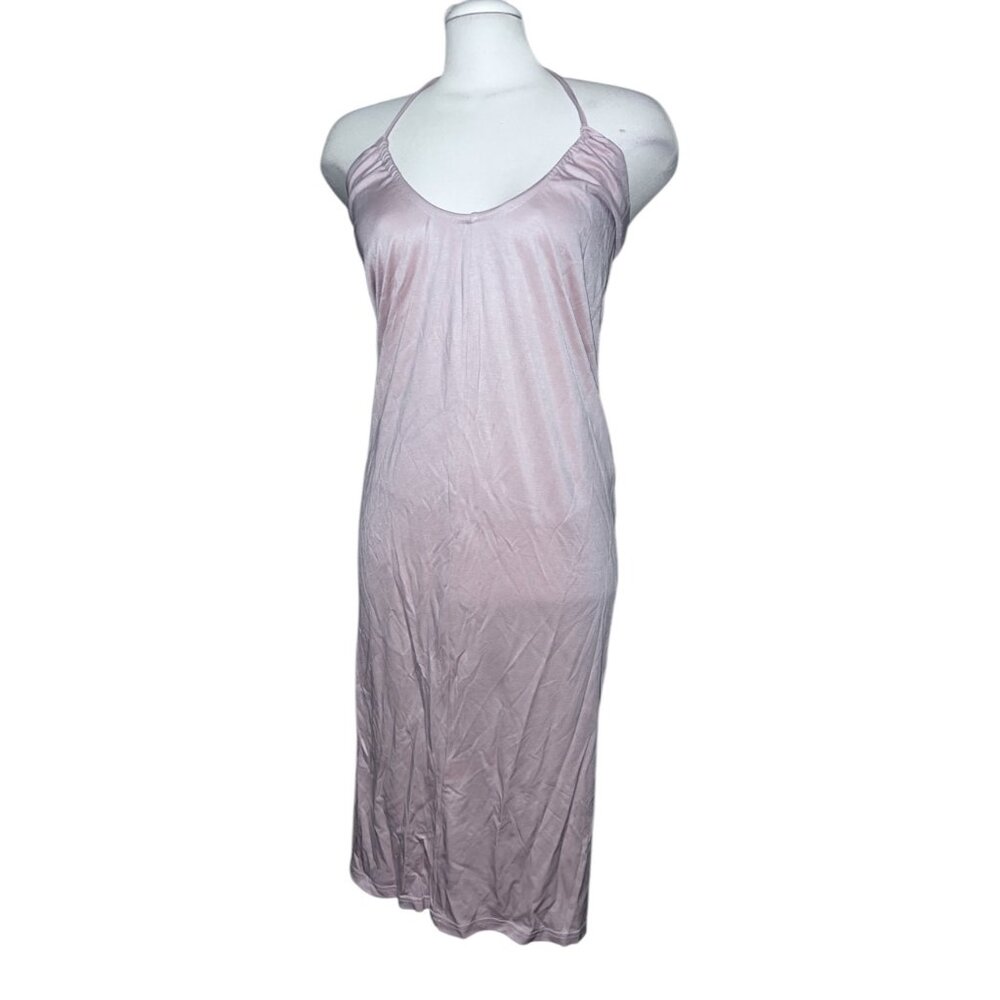 OGL Halter Neck Dress Sleeveless Knee Length Elegant Casual Wear Sz Small Beige